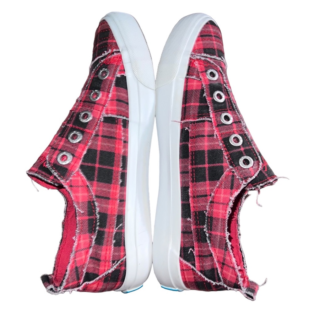 💥6 HR Temp Price Drop💥 Blowfish Malibu Red Grand Canyon Plaid Slip On Sneakers - Picture 10 of 16
